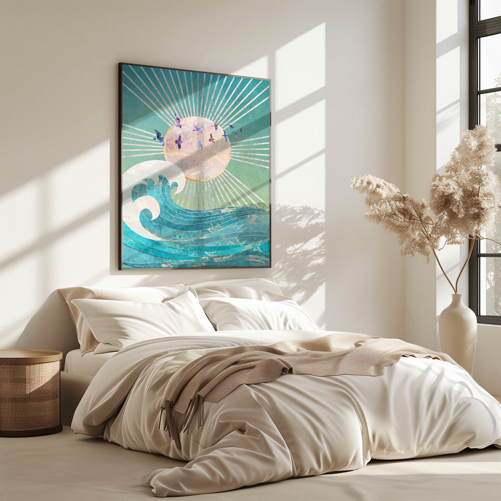 Sunset Golden Ocean Turquoise | Poster