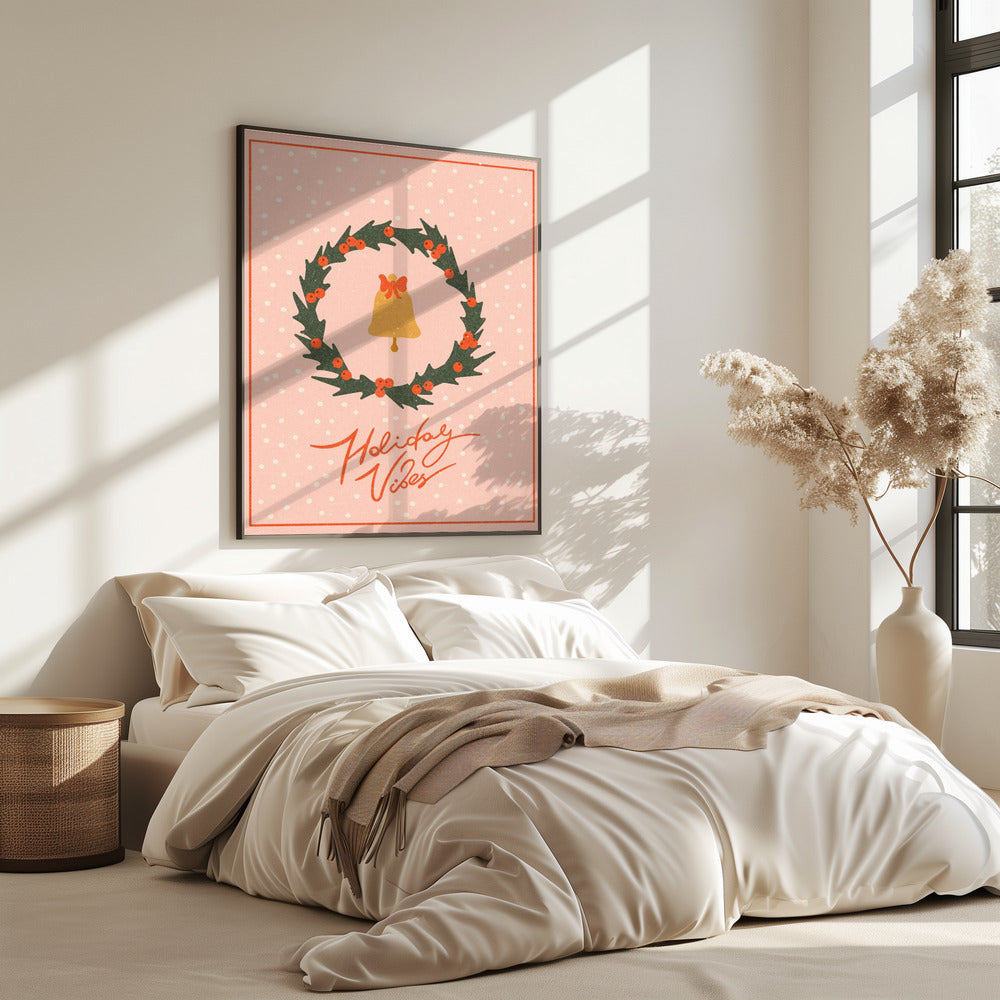 Christmas wreath with bell and bow | Poster