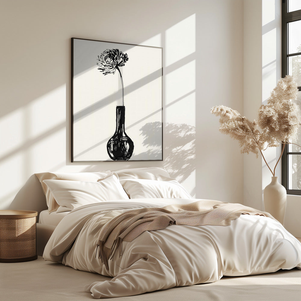 Flower in a vase ink sketch | Poster