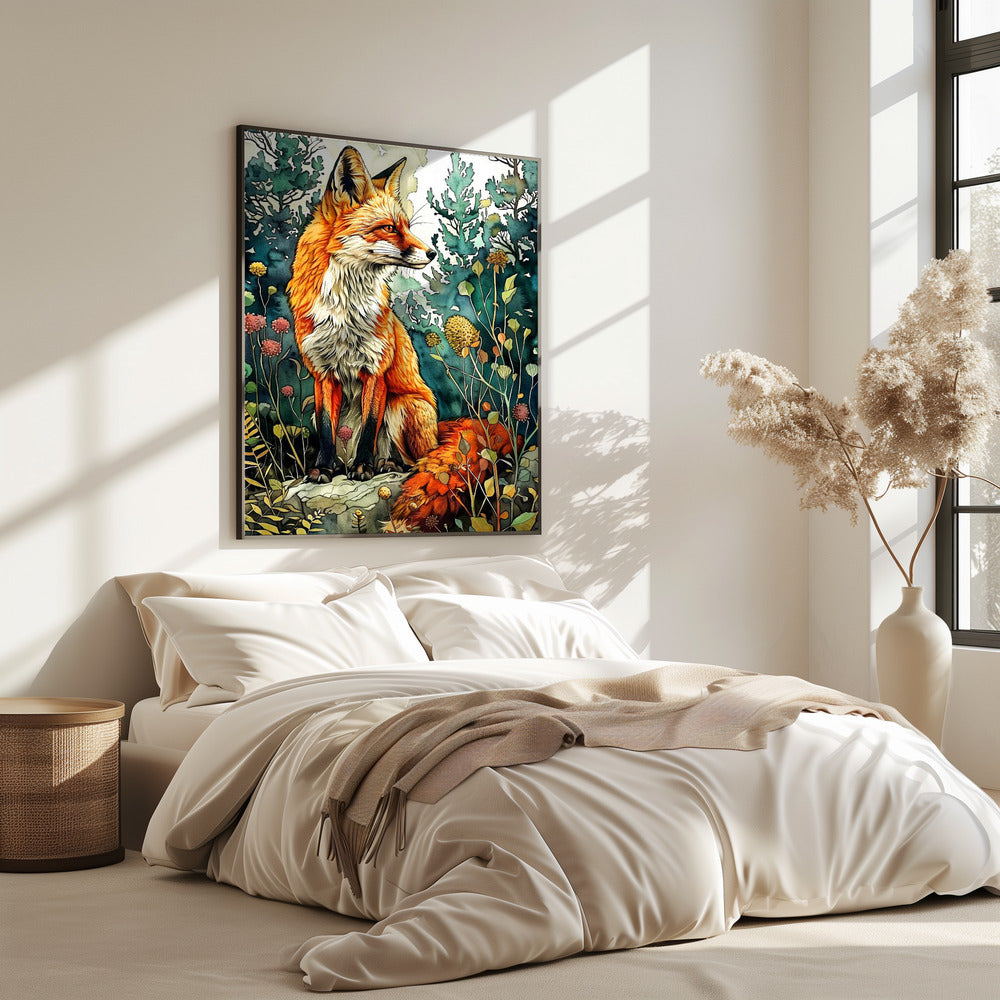 Animal watercolor art Fox 13 | Poster