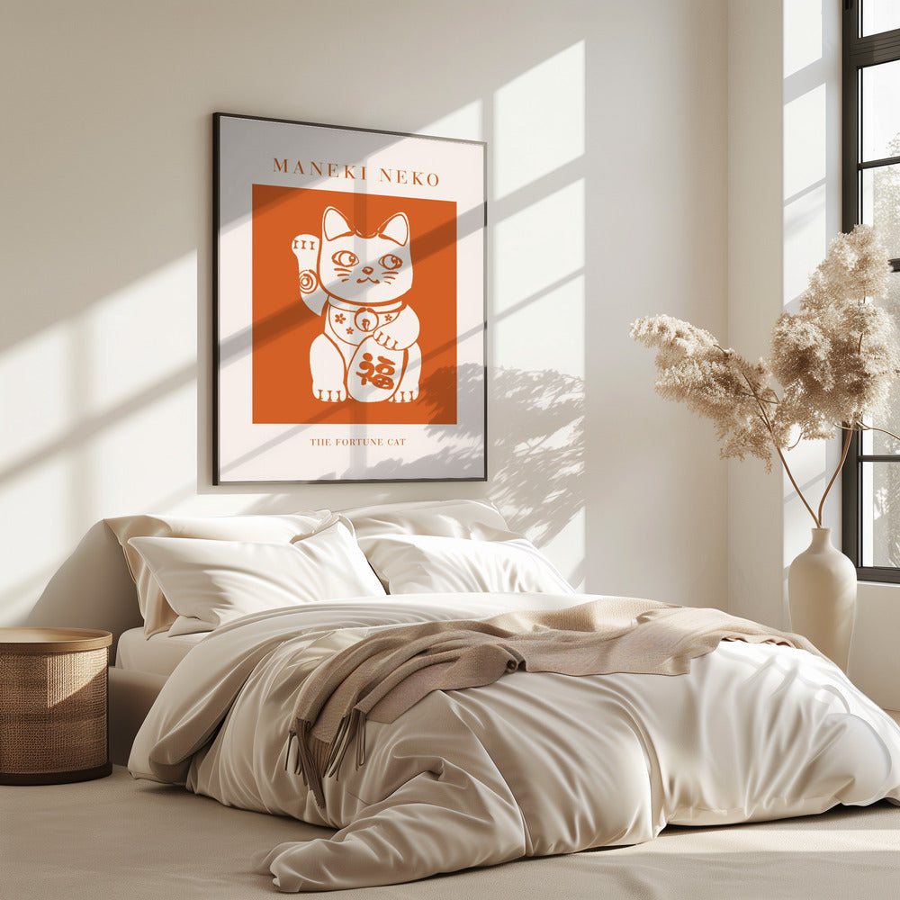 Maneki-neko Cat Orange | Poster