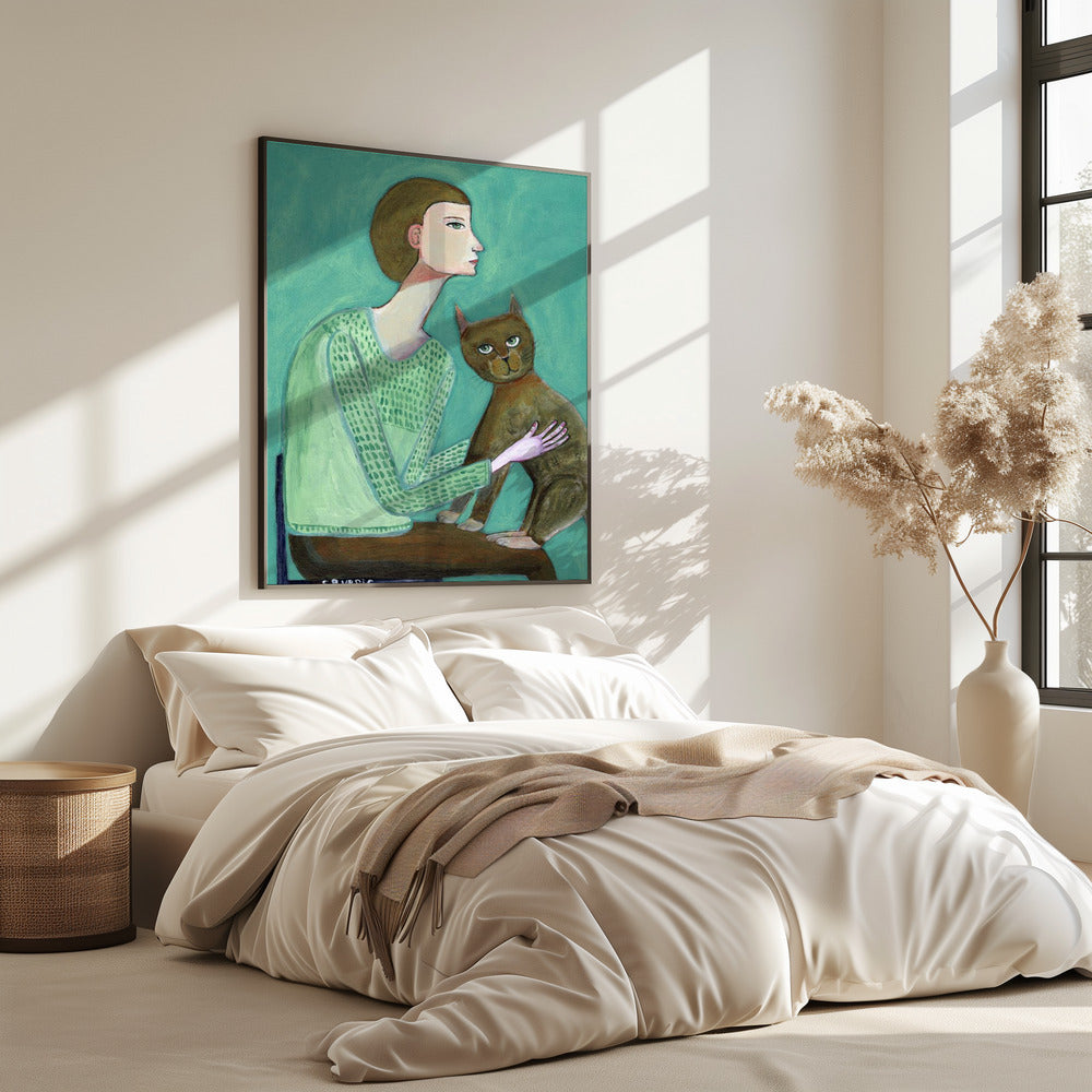 Woman with cat | Poster