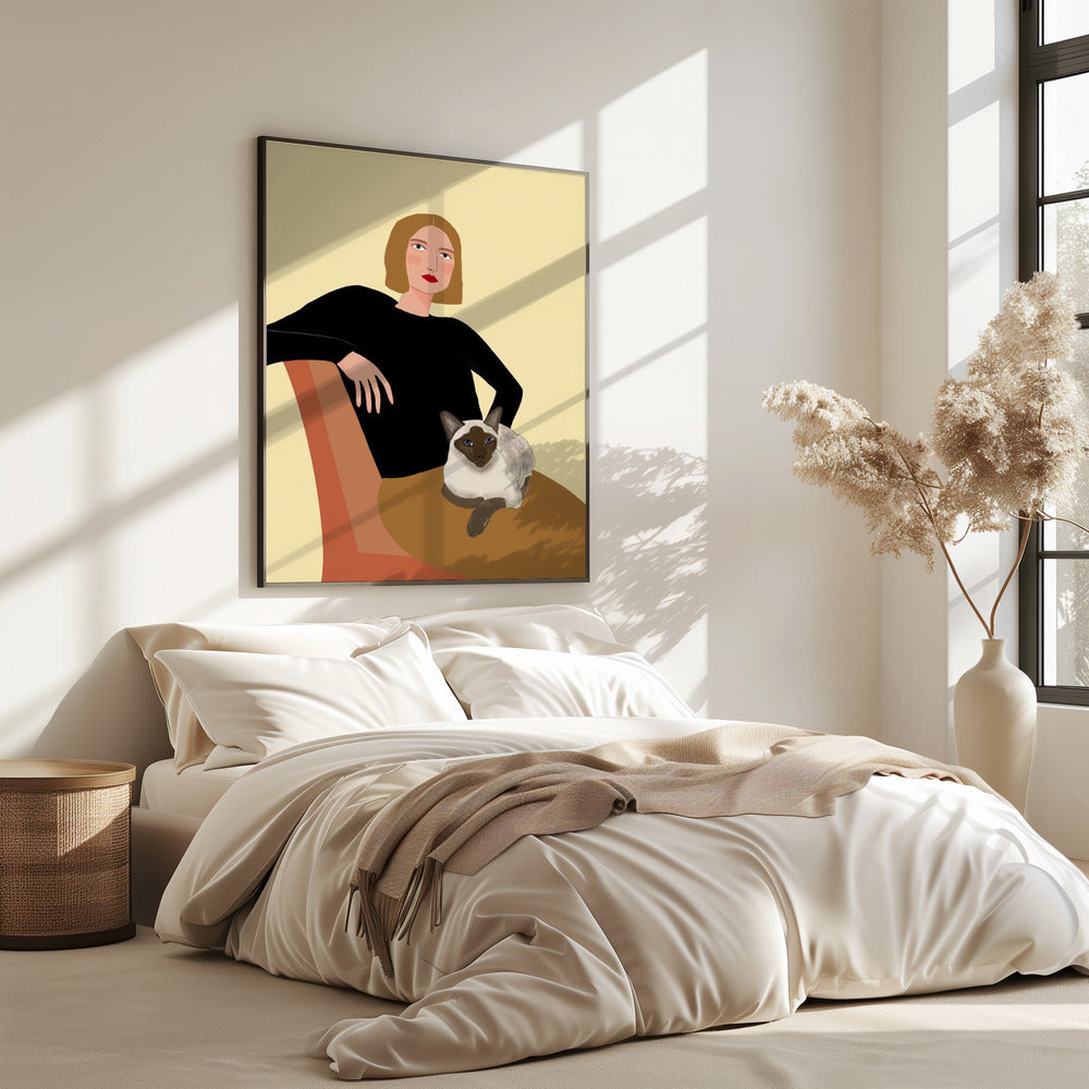 Lady with cat | Poster