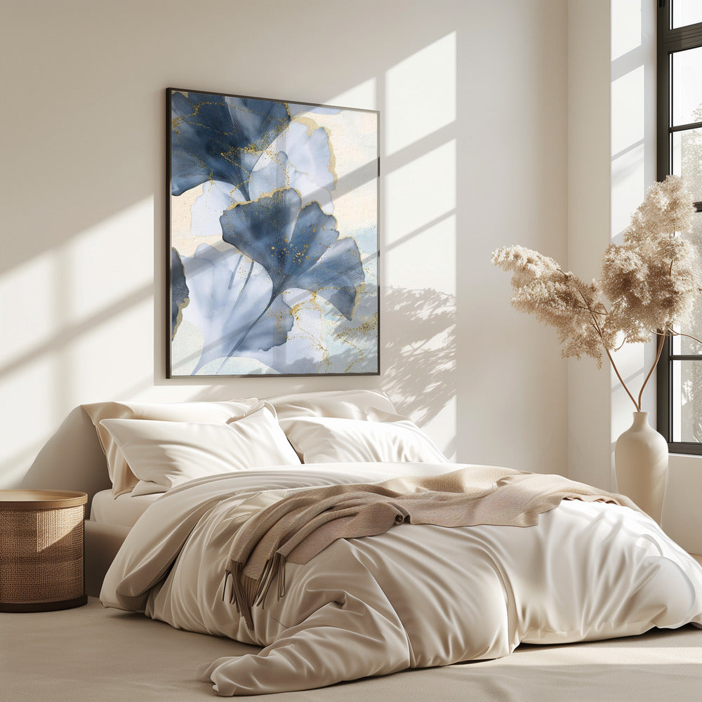 Blue Ginkgo Leaves 2 | Poster