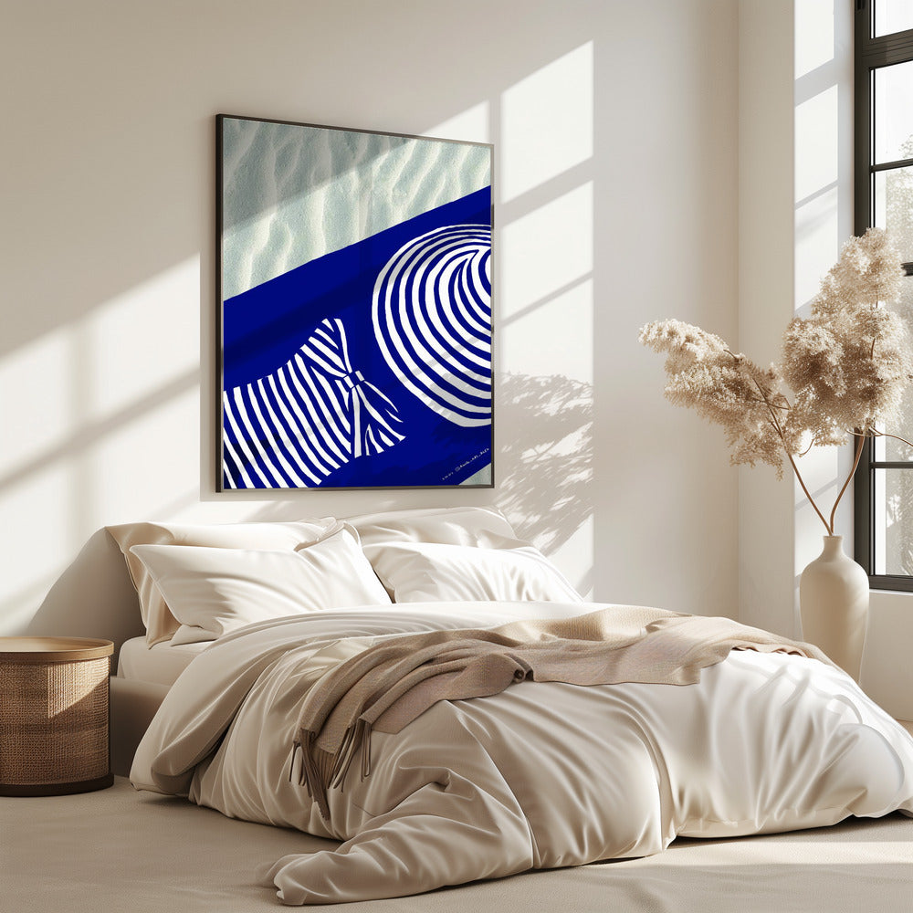 Beach Wall Art, Tanning By The Med Sea Art Print | Poster