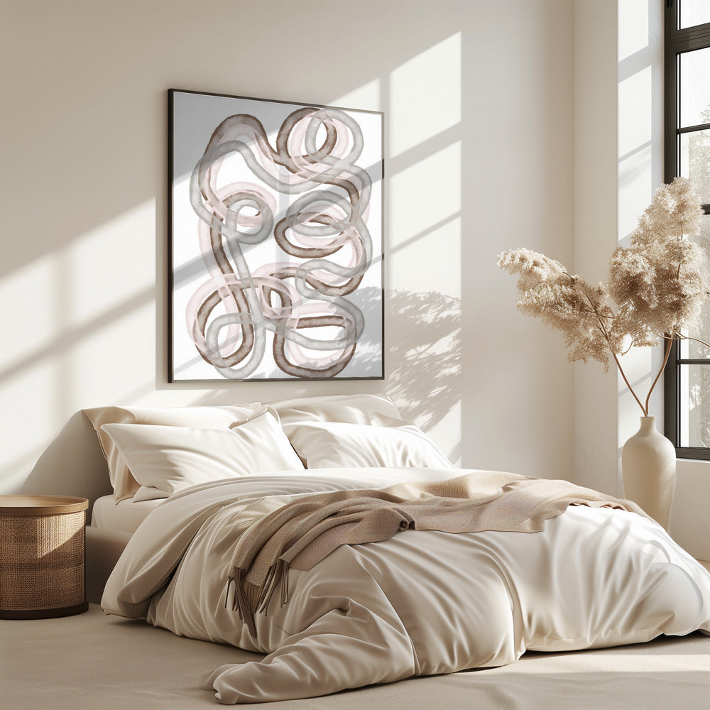 Abstract Intertwined Lines In Soft Earthy Tones | Poster