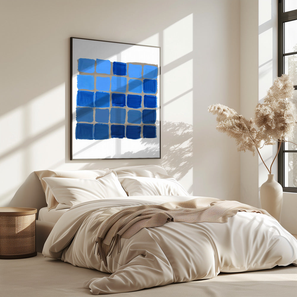 Blue Checkered Square Print | Poster