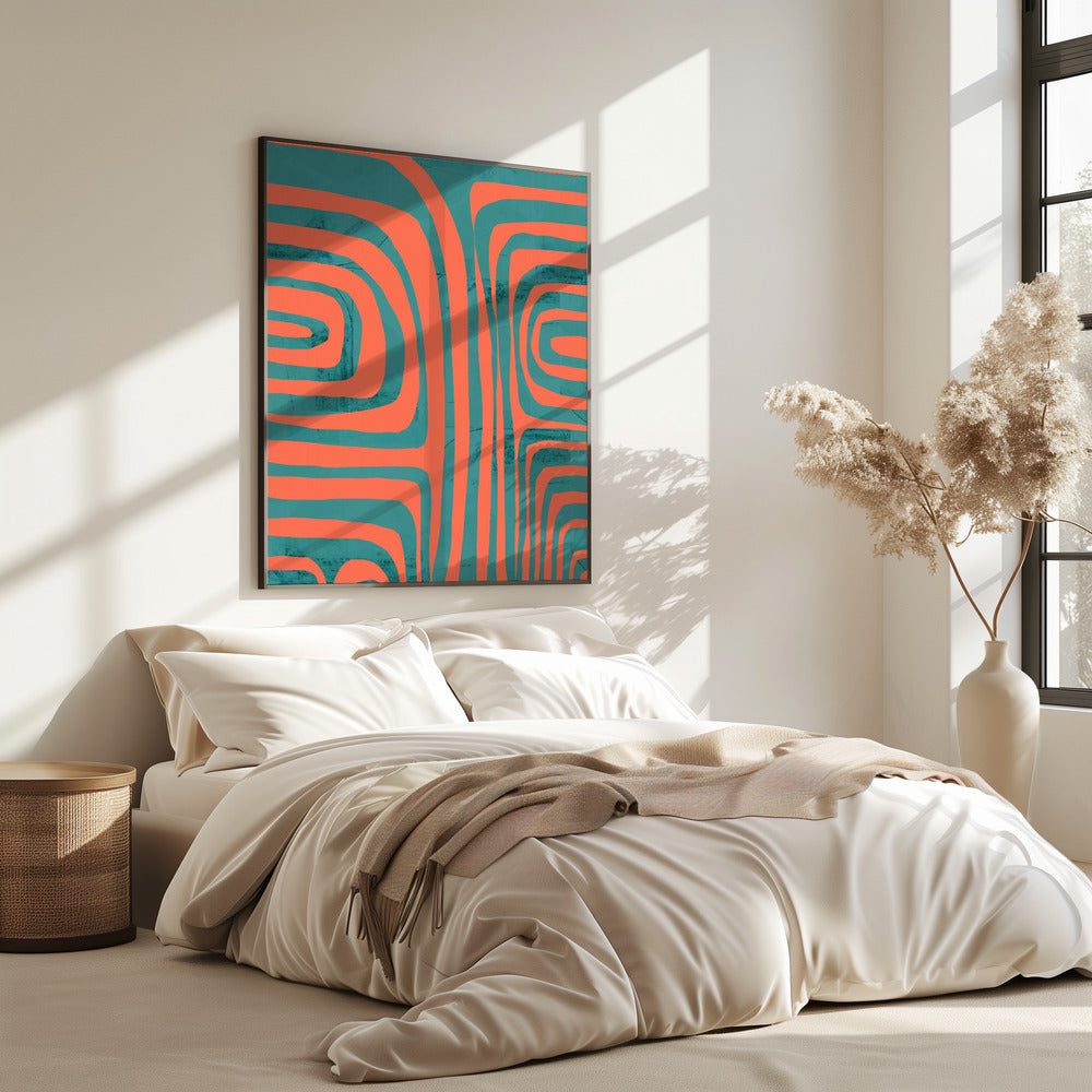 Turquoise &amp; Coral Abstraction 2 | Poster