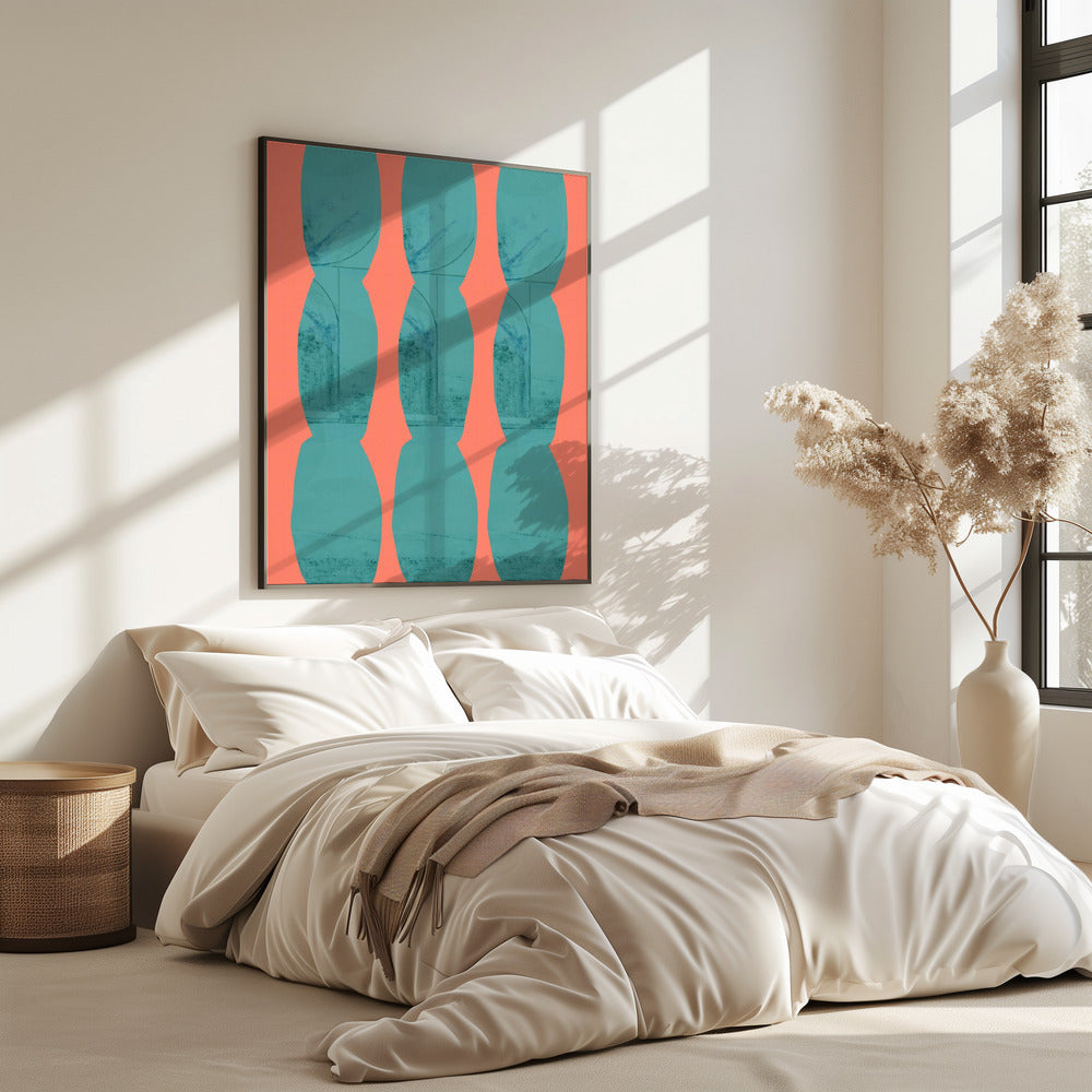 Turquoise &amp; Coral Abstraction 7 | Poster