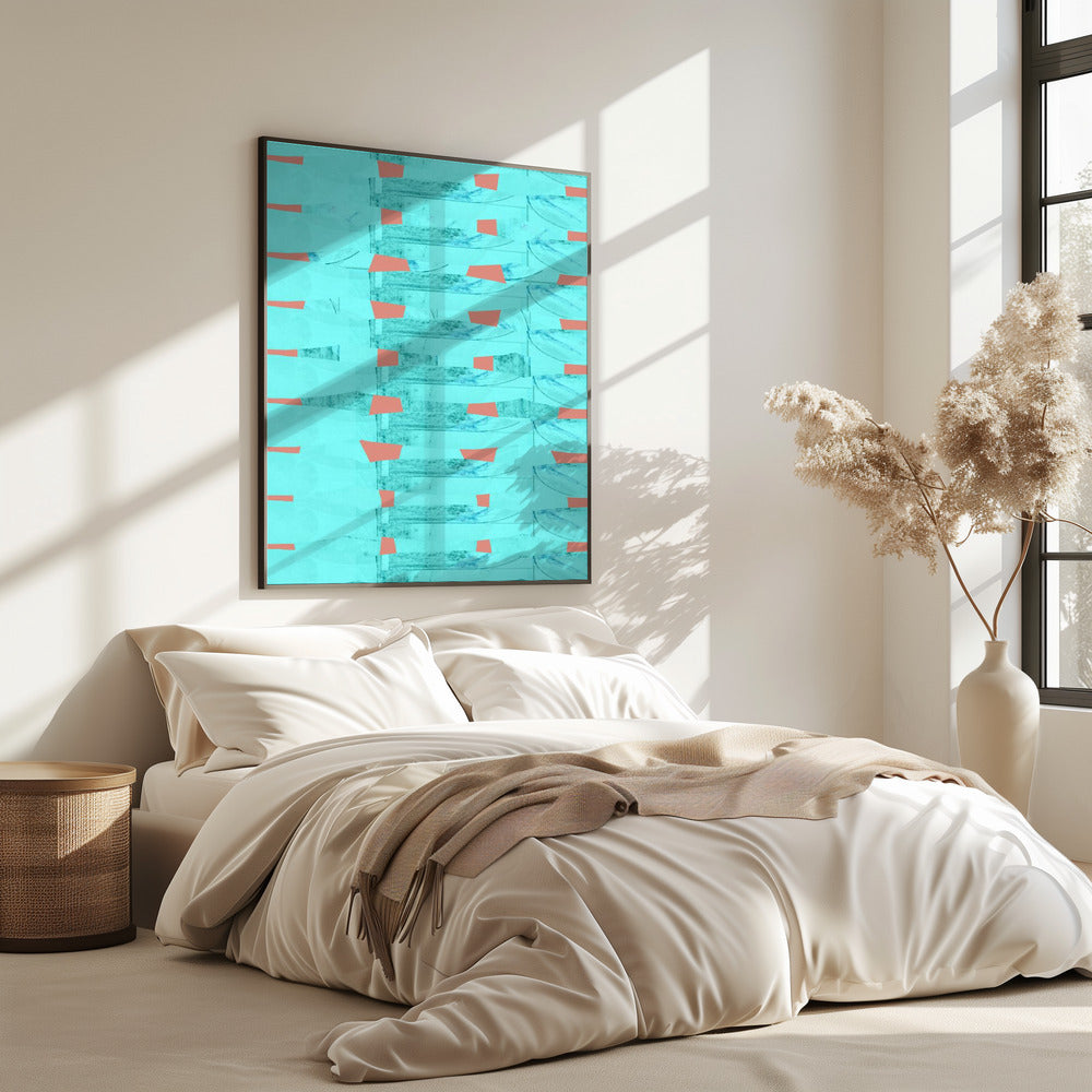 Turquoise &amp; Coral Abstraction 8 | Poster