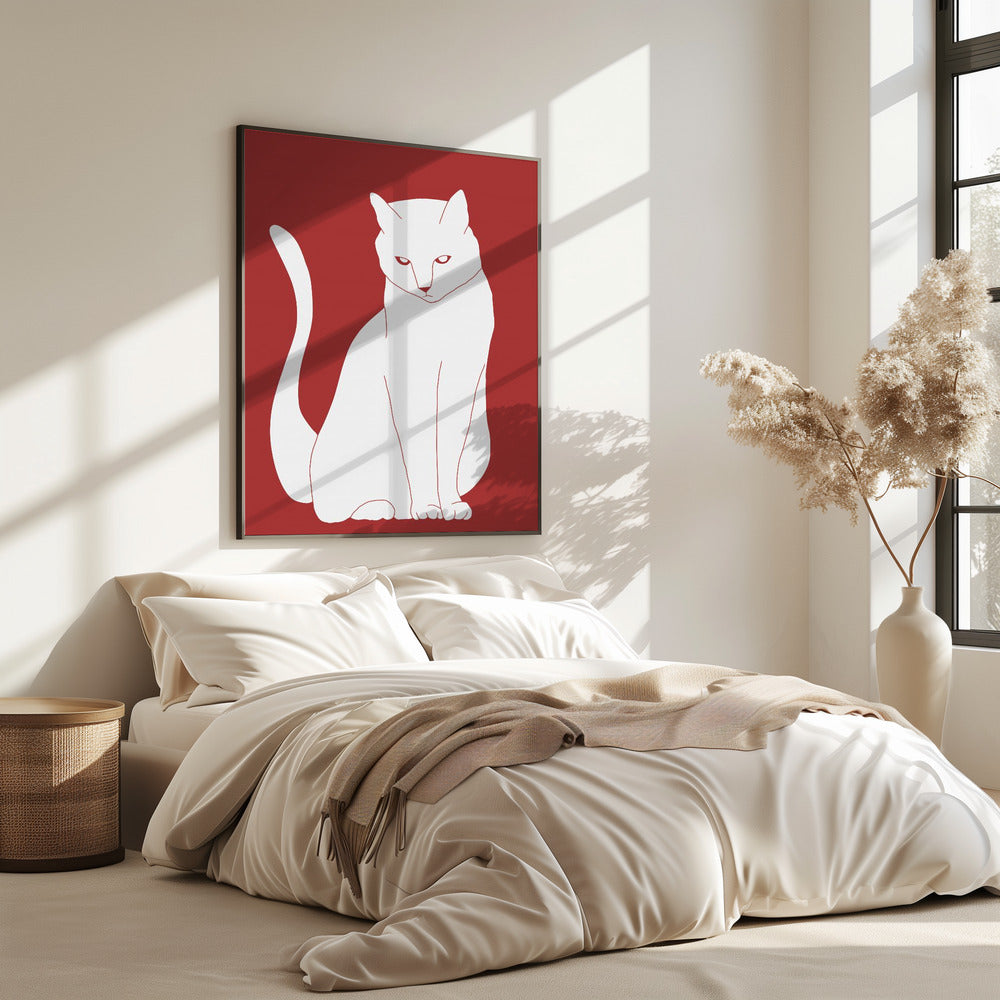White and red cat | Poster