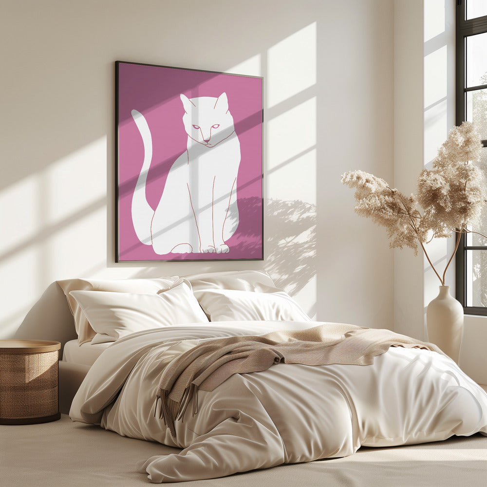 White and pink cat | Poster