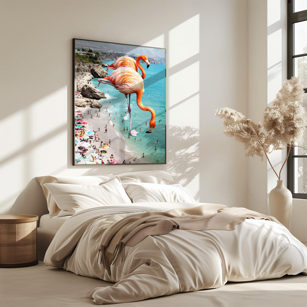 Flamingos On the Beach | Poster