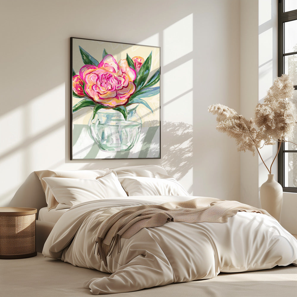Peony in Glass Vase | Poster