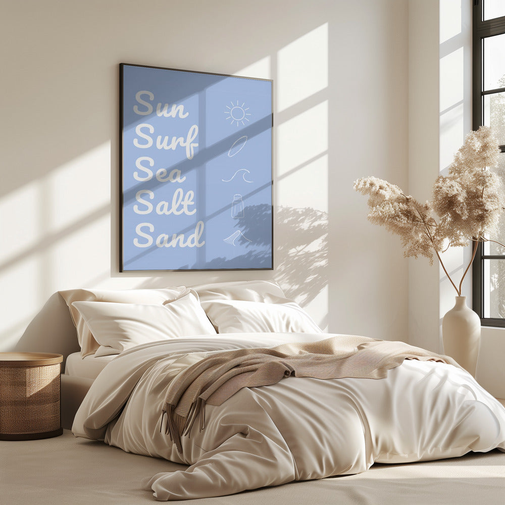 Sun Surf Sea Salt Sand Light Blue | Poster