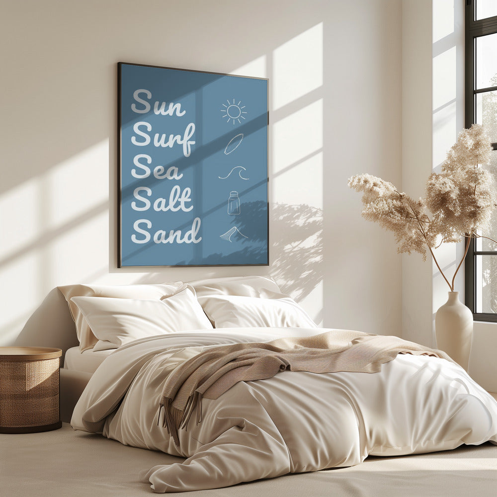 Sun Surf Sea Salt Sand Dark Blue | Poster