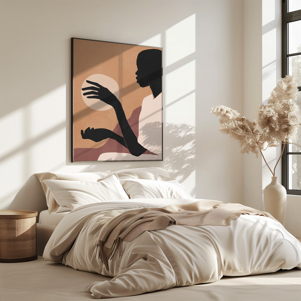 Minimal Abstract Art Sunset Girl | Poster