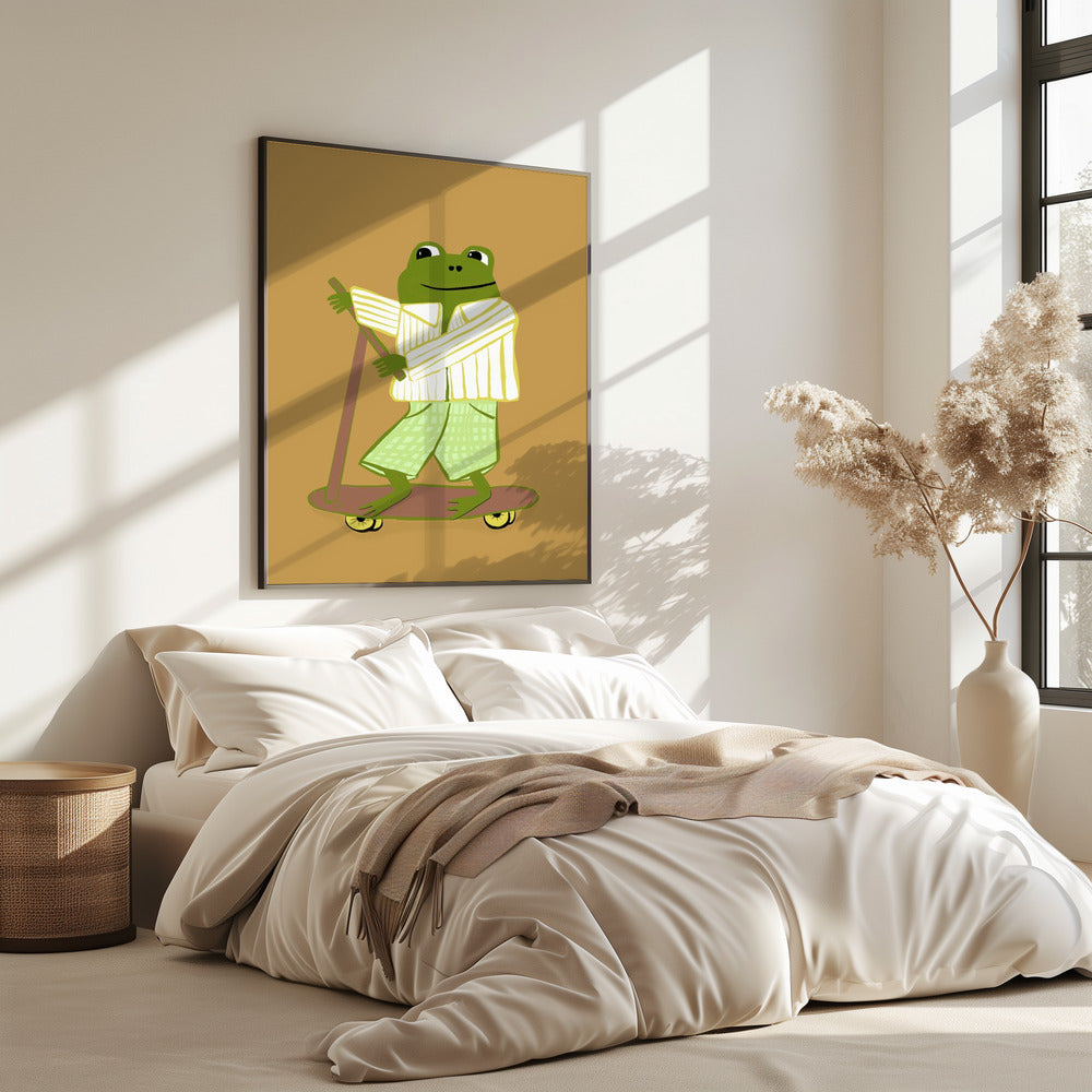 Frog on scooter | Poster