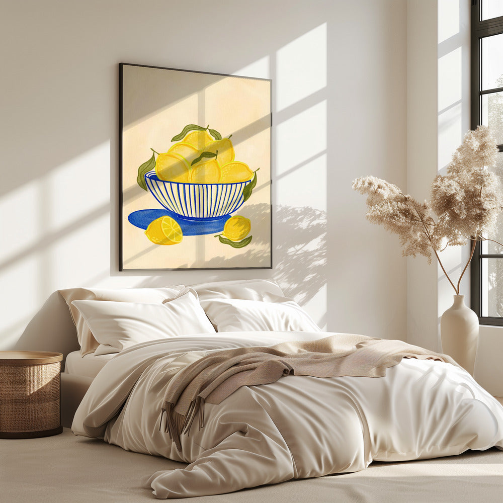 Bowl Of Vibrant Yellow Lemons | Poster