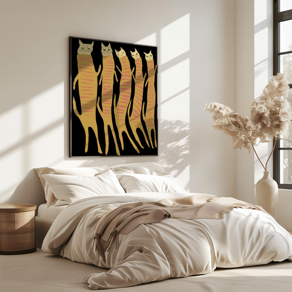 Five long cats | Poster