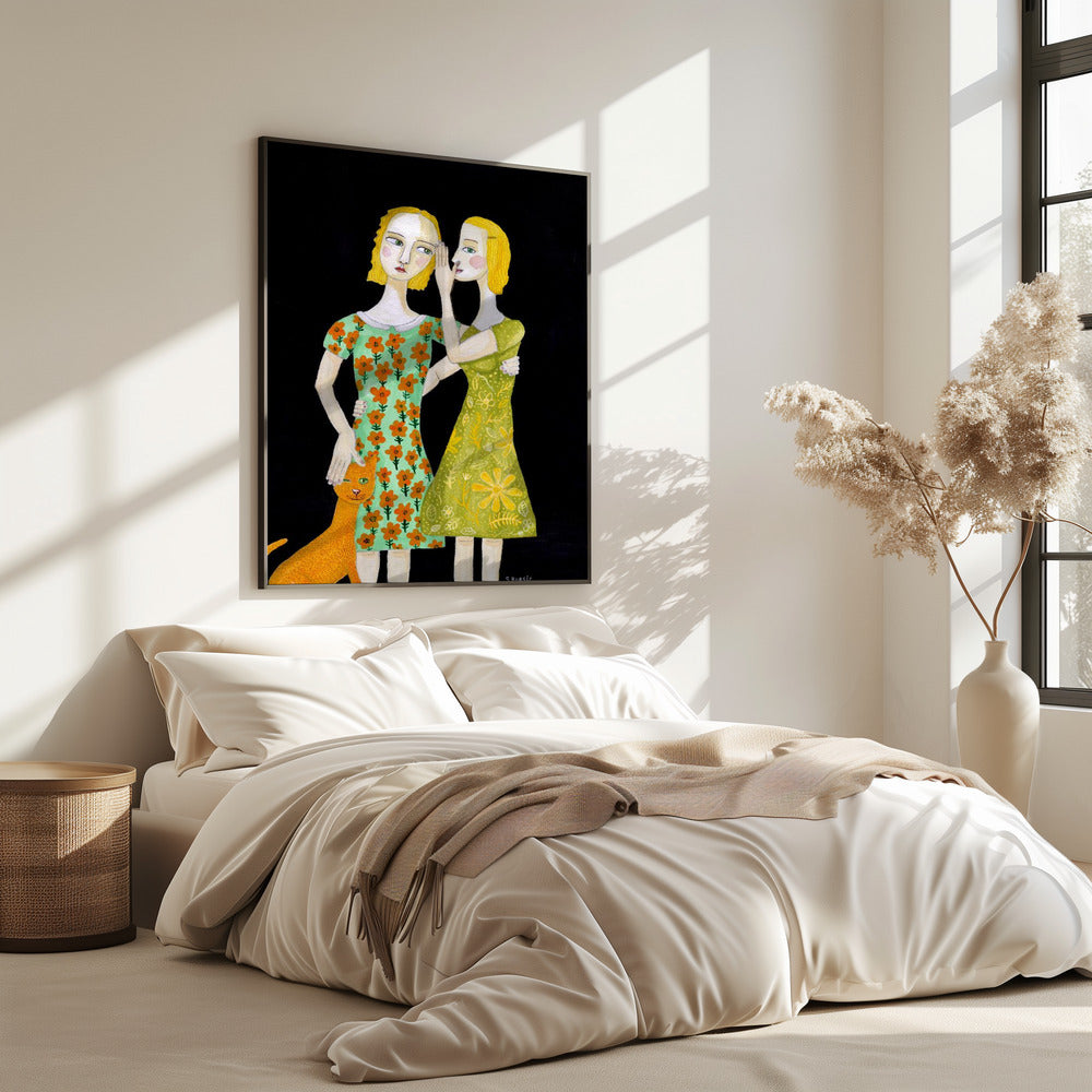 Best friends with their ginger cat | Poster