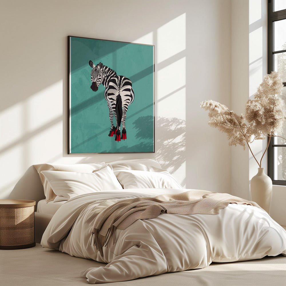 Zebra in heels teal | Poster