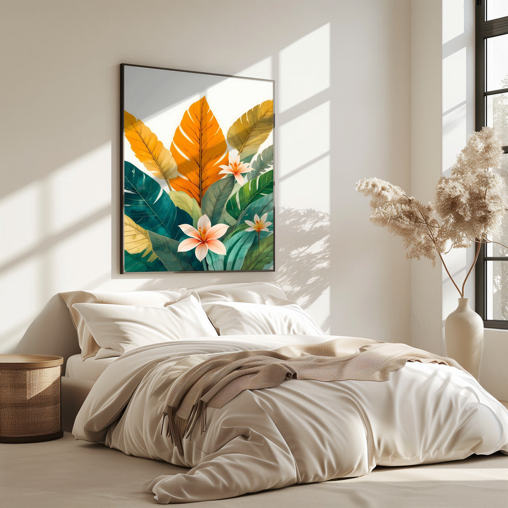Tropical Leaves And Delicate Flowers | Poster