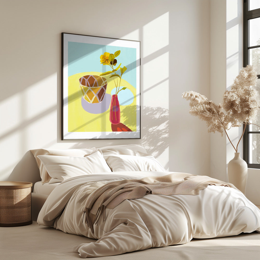 Yellow Flowers in a Red Pot | Poster