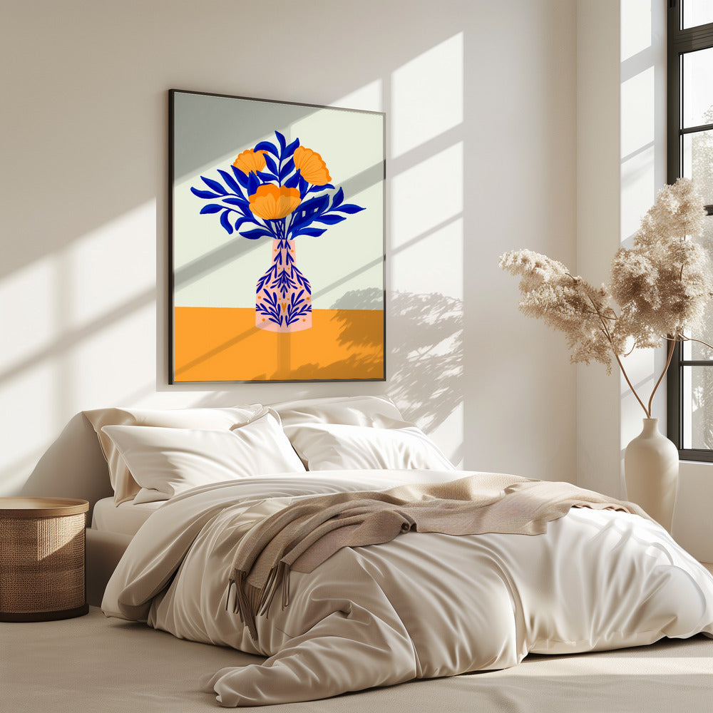 Orange Poppies In a Vase | Poster