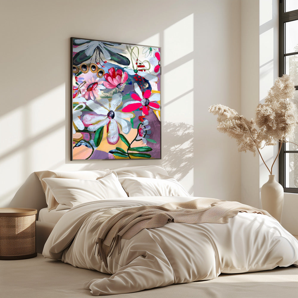 Vibrant Flowers with Bold Pink and White Petals | Poster