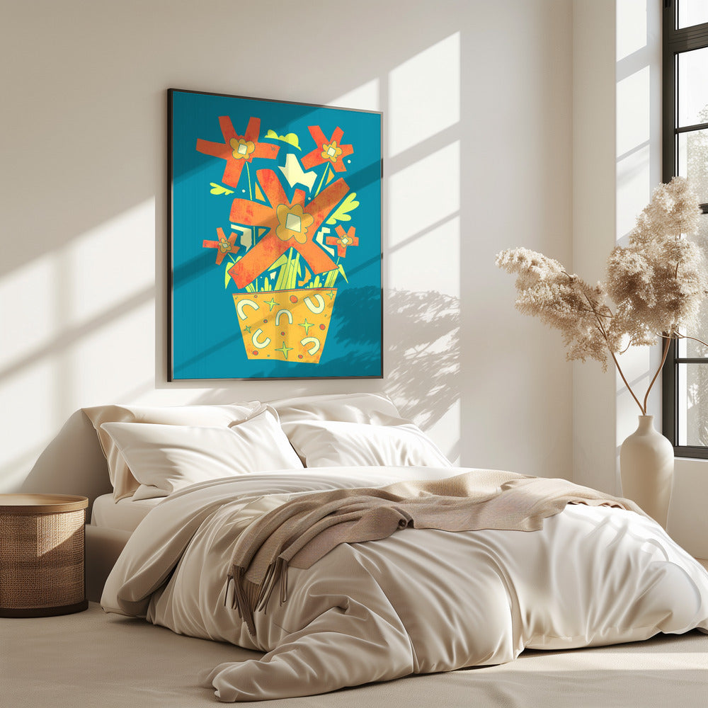 Abstract Flowers In A Decorative Pot | Poster