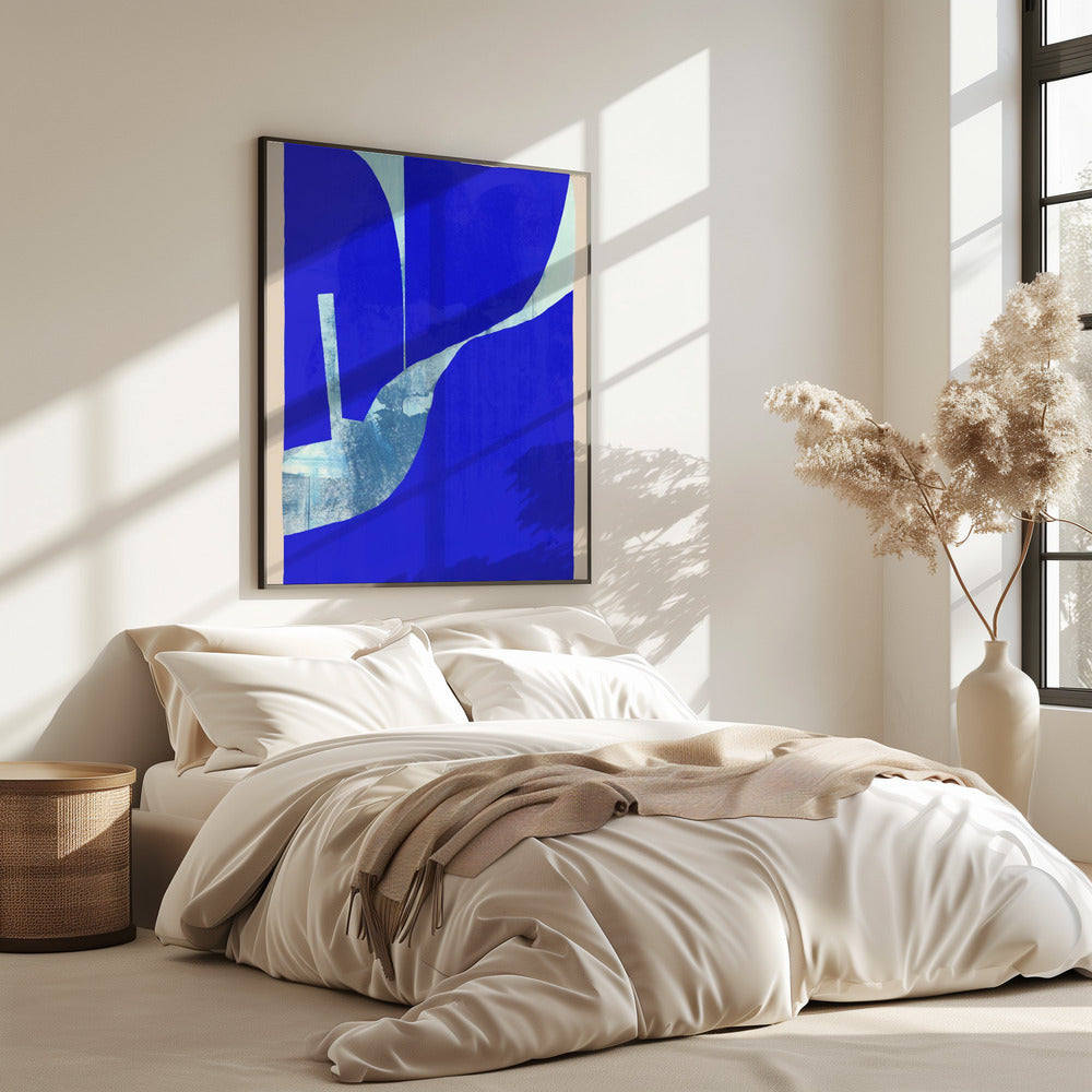 Blue Background With A Dynamic White Curve | Poster