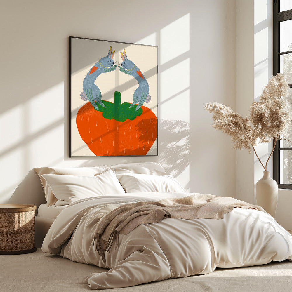 Rabbits on Strawberry | Poster