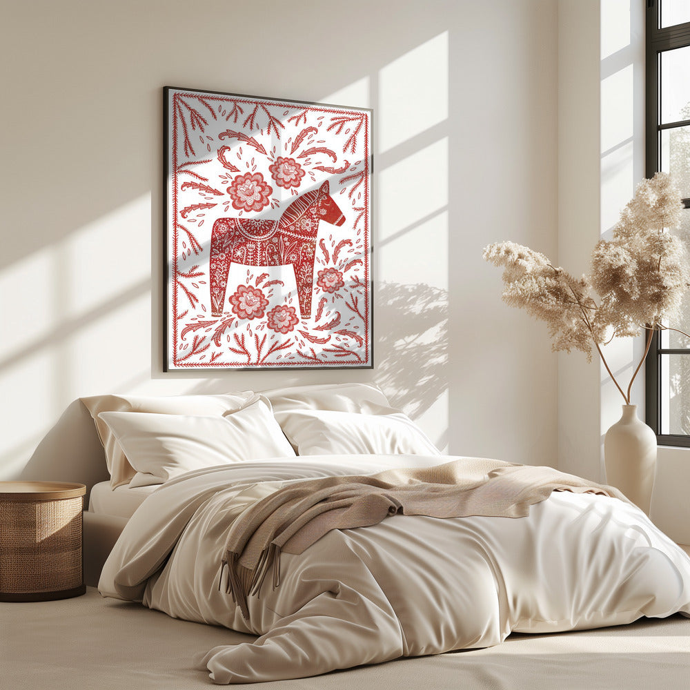 Swedish Dala Horse Red And White | Poster