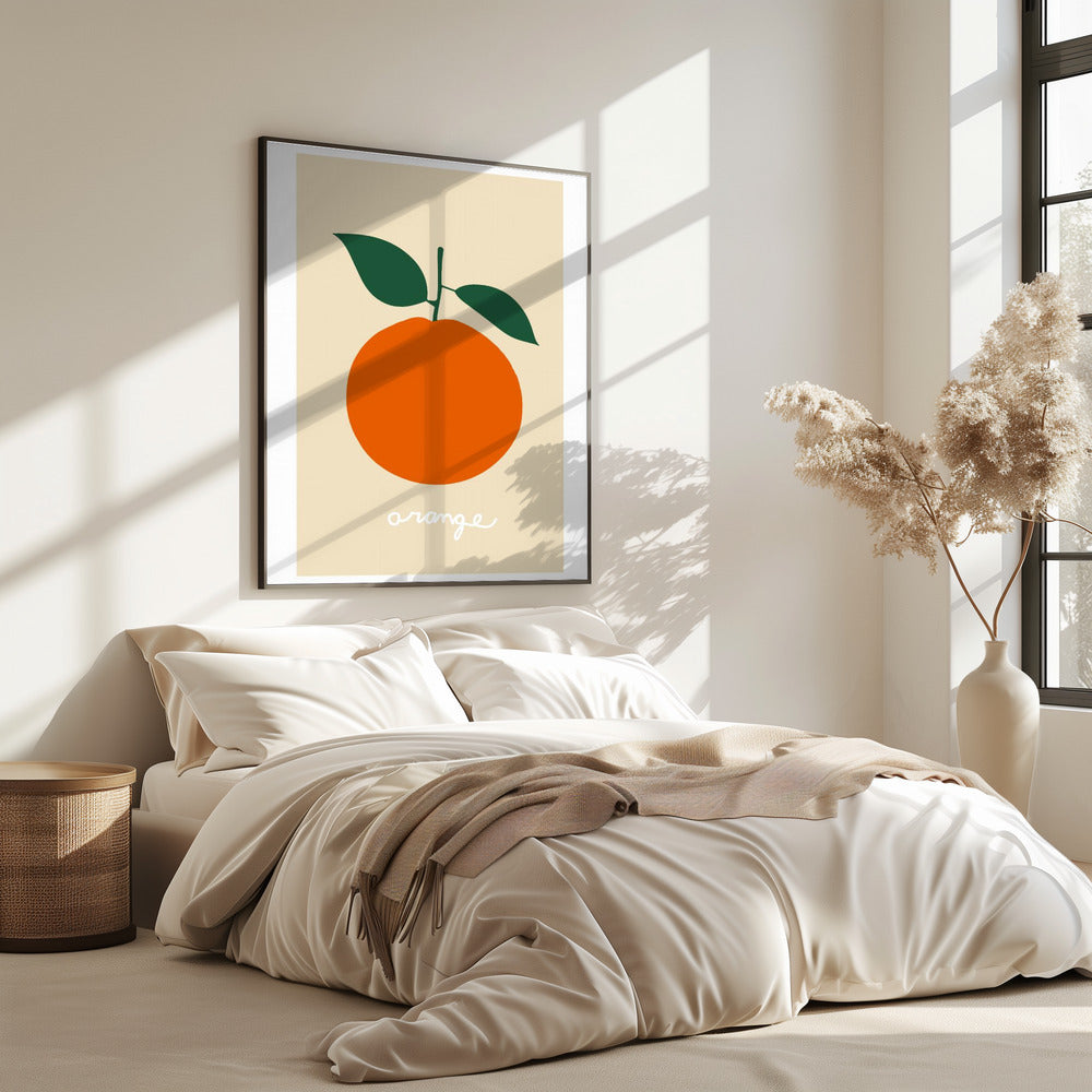Stylized Orange With Dark Green Leaves | Poster