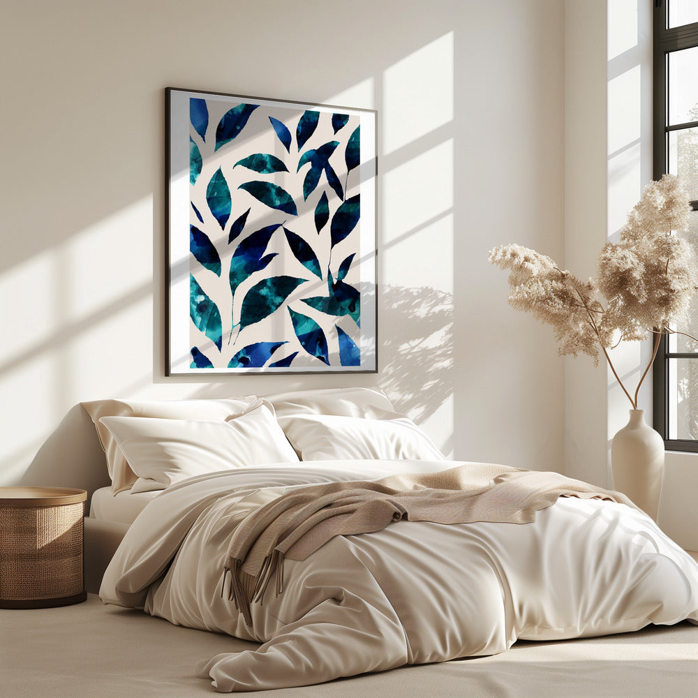 Leaves In Shades Of Blue And Green | Poster