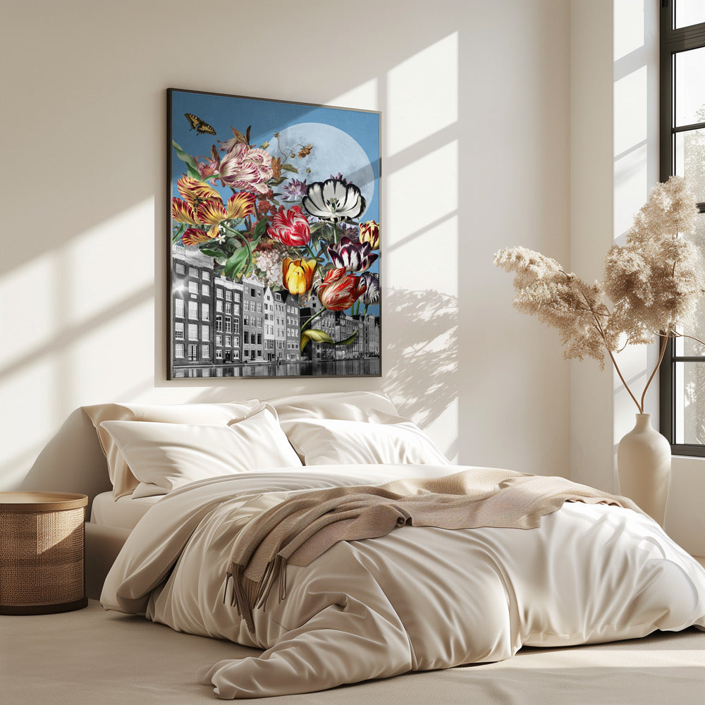Vibrant Tulips And Intricate Butterflies | Poster
