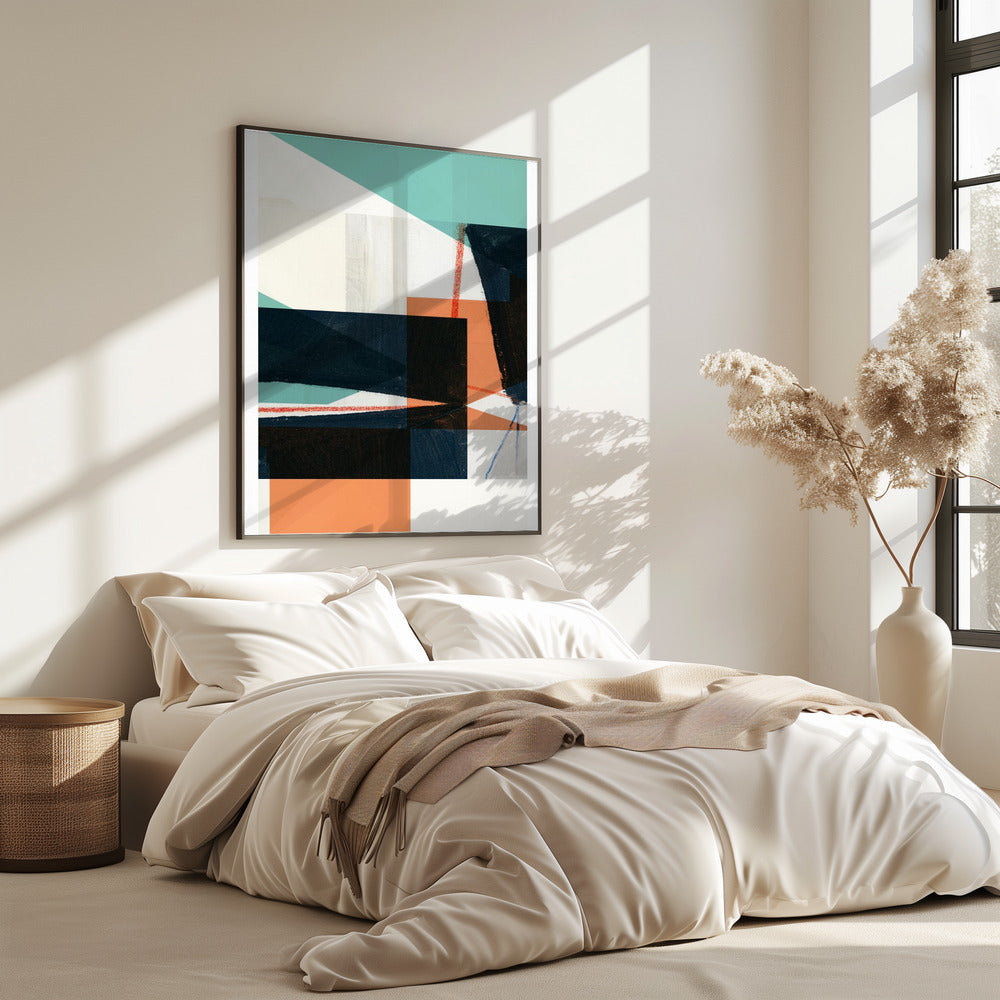 Geometric Shapes In Muted Teal | Poster