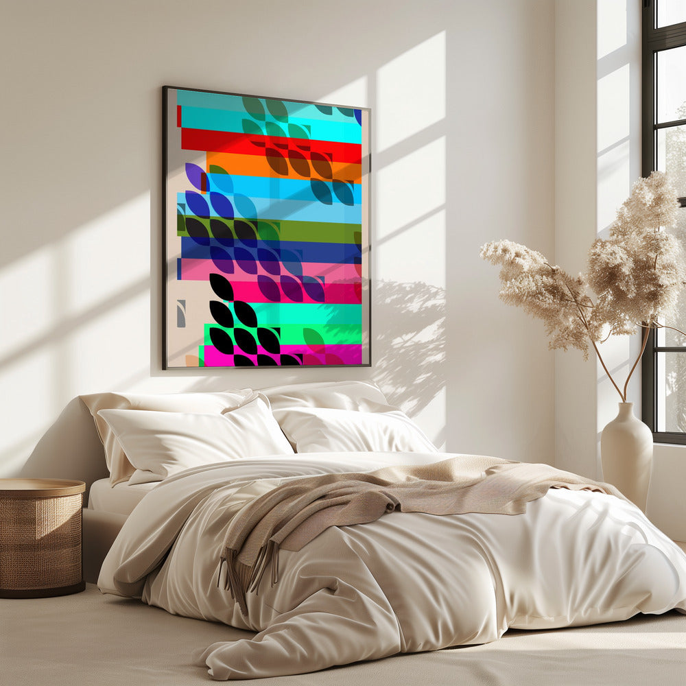 Vibrant Geometric Shapes And Leaf Patterns | Poster