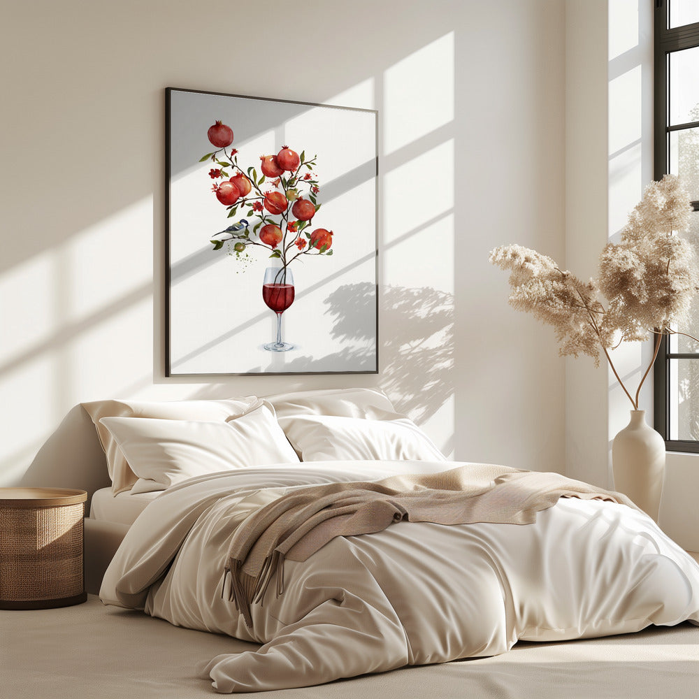 Pomegranate In a Glass of Wine | Poster