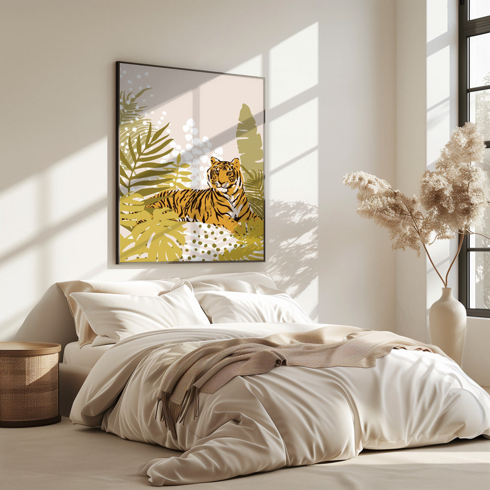 Tiger Laying Down By Cats and Dotz  30 X 42 Inches | Poster