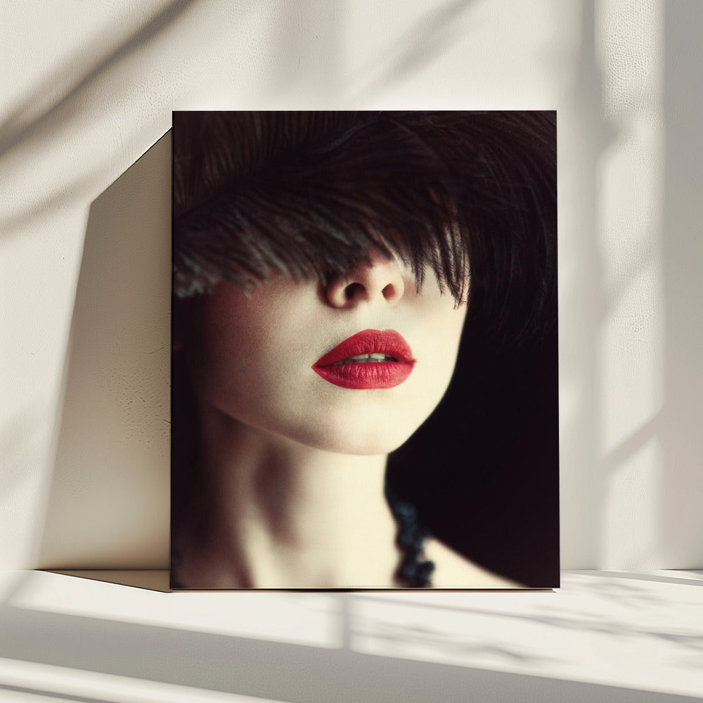 Lips and feather | Canvas