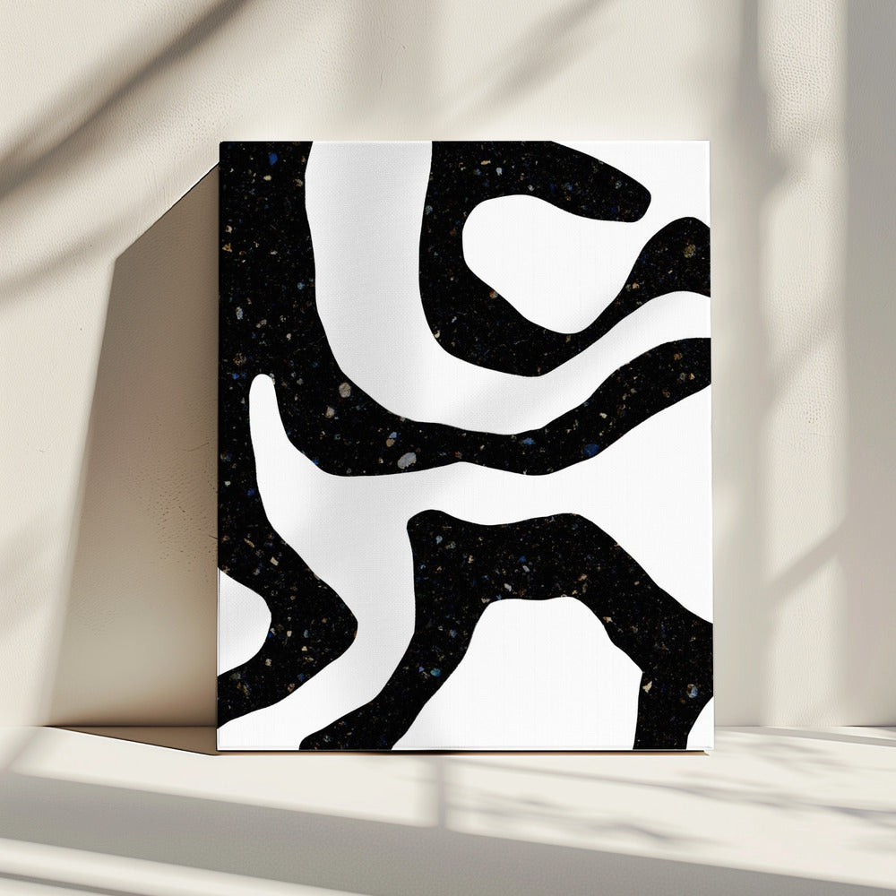 Organic Black Forms with Speckled Patterns | Canvas