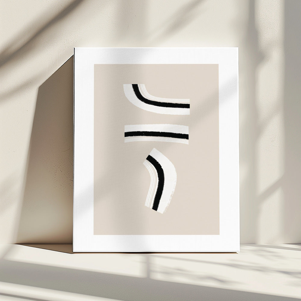 Minimalist Black and White Curved Lines | Canvas