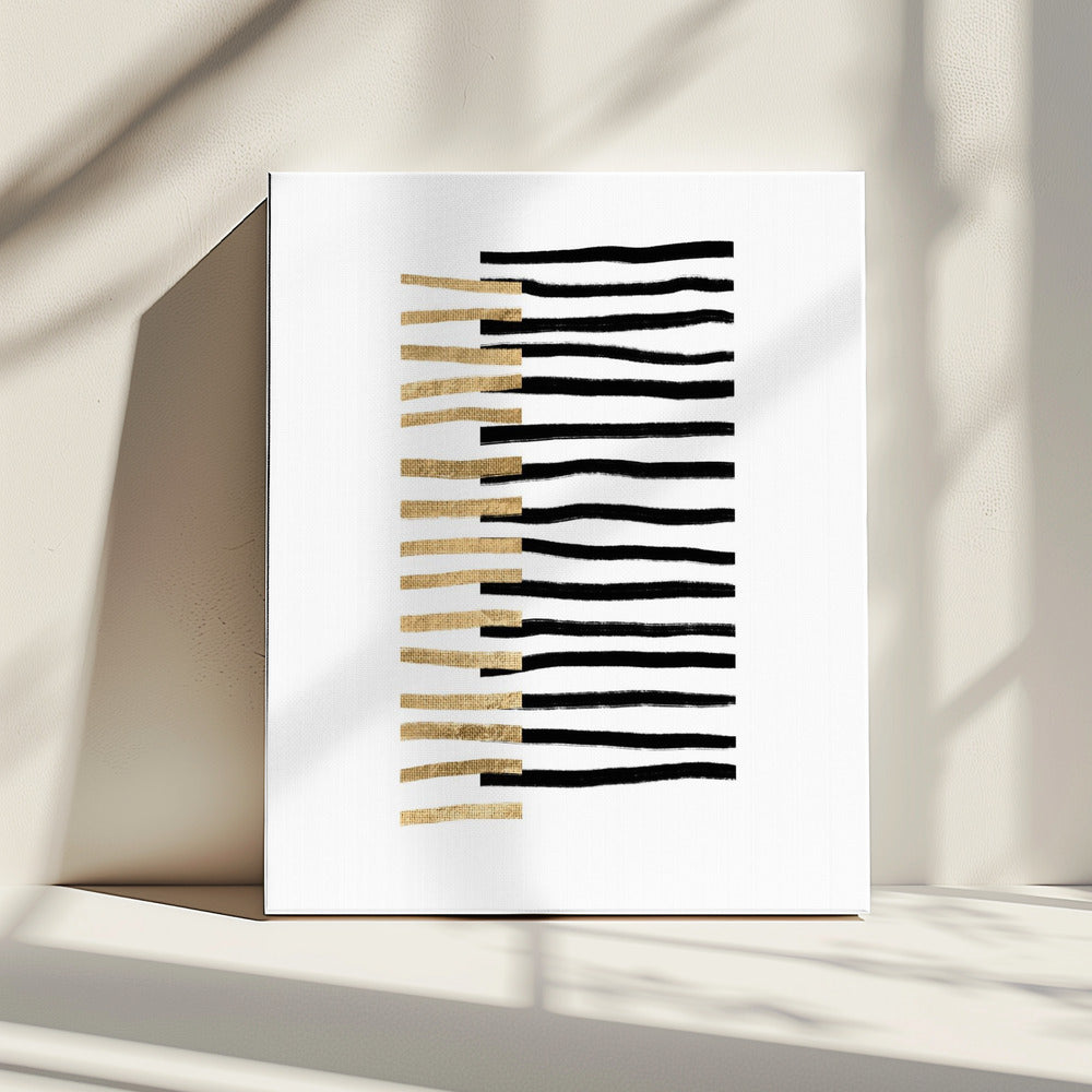 Gold on Black Lines | Canvas