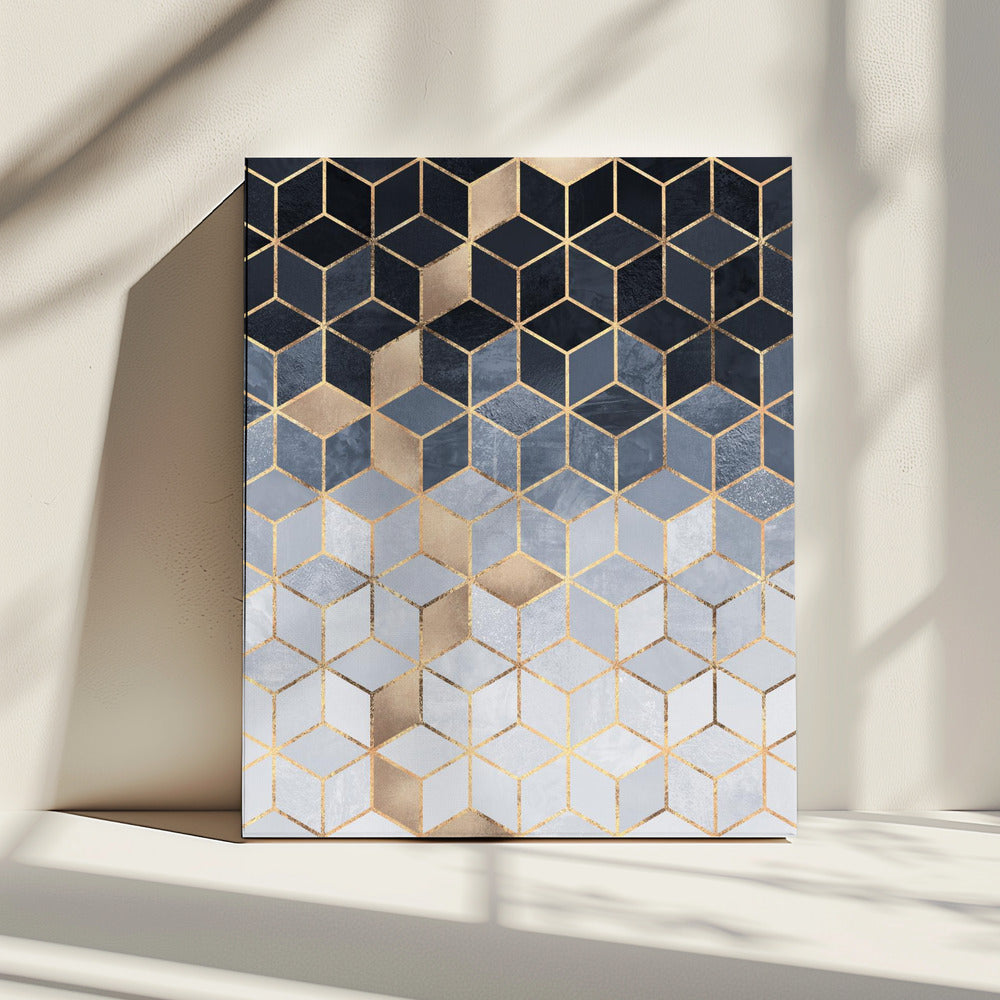 Soft Blue Gradient Cubes | Canvas