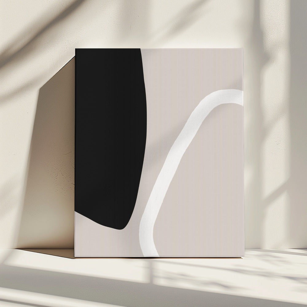 Bold Black Shapes and a White Line | Canvas