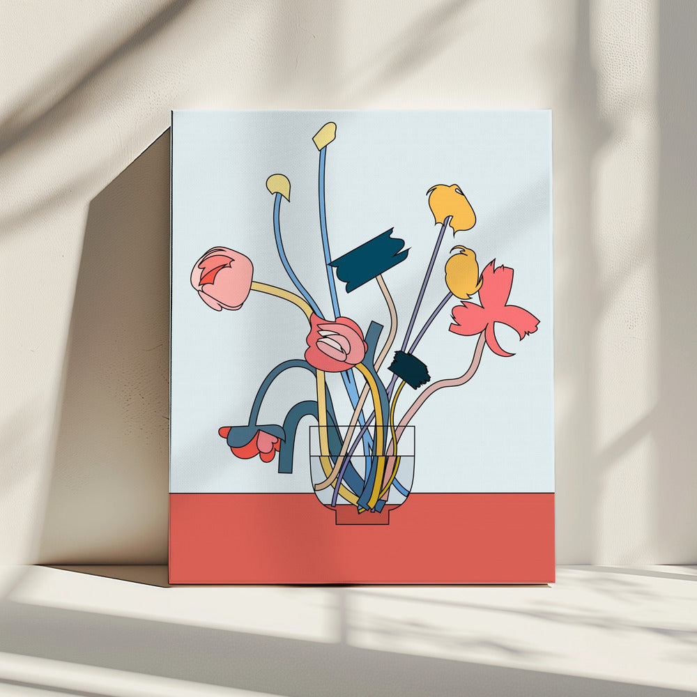Flowers in a glass vase | Canvas