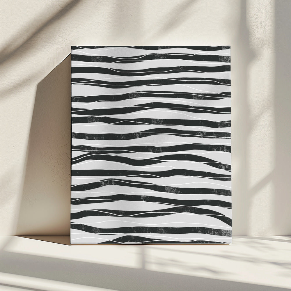 Black and White Waves Lines | Canvas