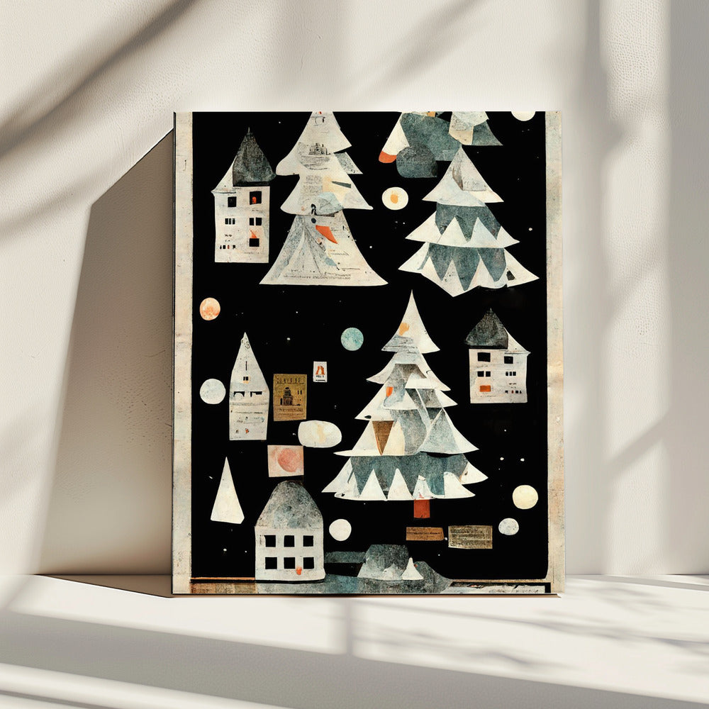 A Paper Village At Night | Canvas